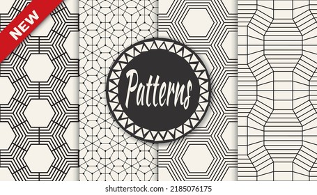 Set of geometric seamless patterns. Abstract geometric graphic design simple pattern. Seamless geometric lines pattern.