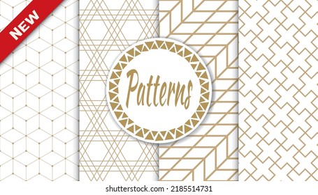 Set of geometric seamless patterns. Abstract geometric graphic design print pattern. Seamless geometric golden lines pattern.