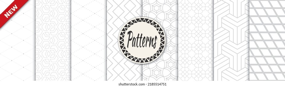 Set of geometric seamless patterns. Abstract geometric graphic design print pattern. Seamless geometric gray lines pattern.