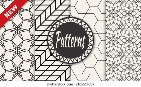 Satz geometrischer nahtloser Muster. Abstraktes geometrisches, einfaches Muster. Nahtlose geometrische Linienmuster.