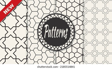Set of geometric seamless patterns. Abstract geometric graphic design simple pattern. Seamless geometric lines pattern.