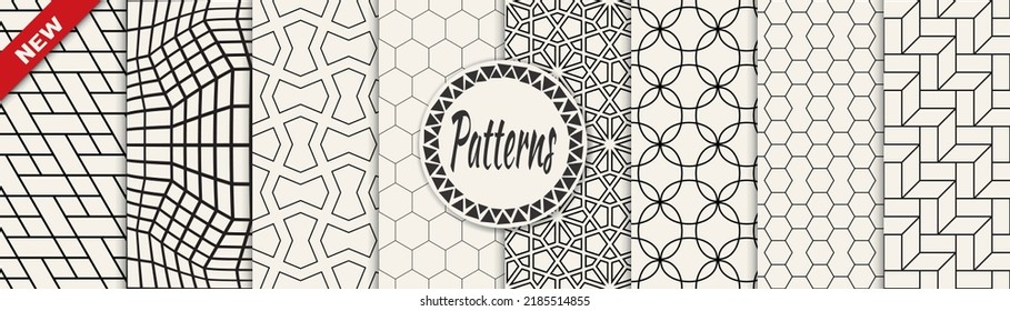 Set of geometric seamless patterns. Abstract geometric graphic design simple pattern. Seamless geometric lines pattern.