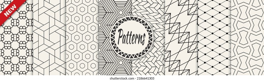 Set of geometric seamless patterns. Abstract geometric graphic design simple pattern. Seamless geometric lines pattern.