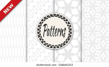 Set of geometric seamless patterns. Abstract geometric graphic design print pattern. Seamless geometric gray lines pattern.