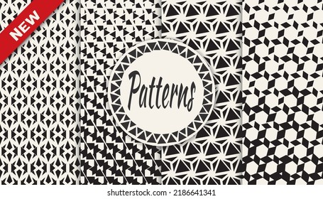 Set of geometric seamless patterns. Abstract geometric graphic design simple pattern. Seamless geometric halftone pattern.