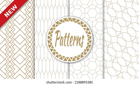 Set of geometric seamless patterns. Abstract geometric graphic design print pattern. Seamless geometric golden lines pattern.