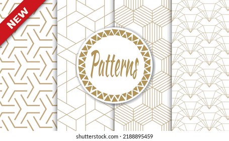 Set of geometric seamless patterns. Abstract geometric graphic design print pattern. Seamless geometric golden lines pattern.