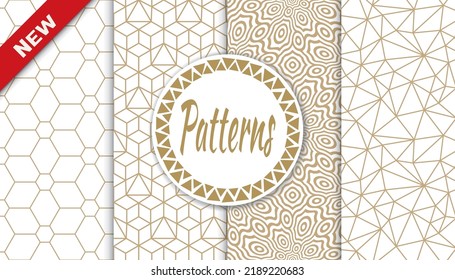 Set of geometric seamless patterns. Abstract geometric graphic design print pattern. Seamless geometric golden lines pattern.