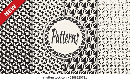 Set of geometric seamless patterns. Abstract geometric graphic design simple pattern. Seamless geometric halftone pattern.
