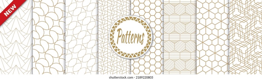 Set of geometric seamless patterns. Abstract geometric graphic design print pattern. Seamless geometric golden lines pattern.