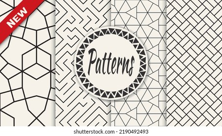 Set of geometric seamless patterns. Abstract geometric graphic design simple pattern. Seamless geometric lines pattern.