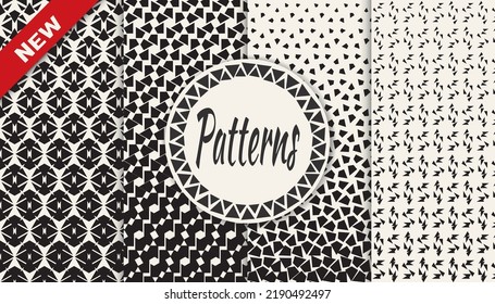 Set of geometric seamless patterns. Abstract geometric graphic design simple pattern. Seamless geometric halftone pattern.