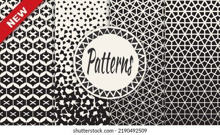 Set of geometric seamless patterns. Abstract geometric graphic design simple pattern. Seamless geometric halftone pattern.