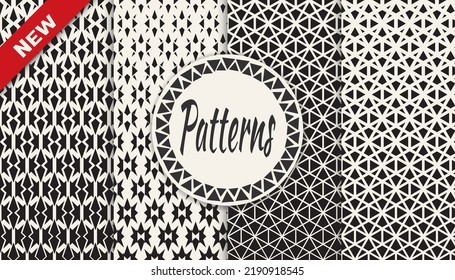 Set of geometric seamless patterns. Abstract geometric graphic design simple pattern. Seamless geometric halftone pattern.