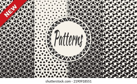 Set of geometric seamless patterns. Abstract geometric graphic design simple pattern. Seamless geometric halftone pattern.