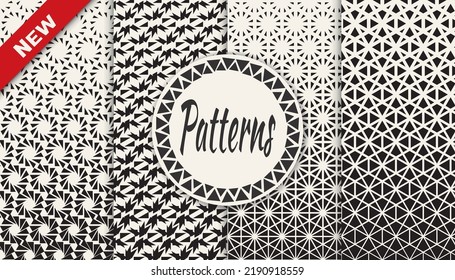 Set of geometric seamless patterns. Abstract geometric graphic design simple pattern. Seamless geometric halftone pattern.