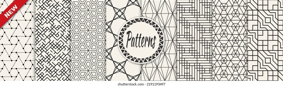 Set of geometric seamless patterns. Abstract geometric graphic design simple pattern. Seamless geometric lines pattern.