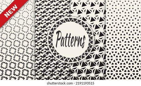 Set of geometric seamless patterns. Abstract geometric graphic design simple pattern. Seamless geometric halftone pattern.