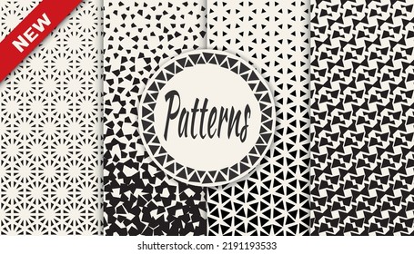 Set of geometric seamless patterns. Abstract geometric graphic design simple pattern. Seamless geometric halftone pattern.
