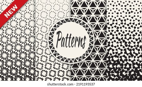 Set of geometric seamless patterns. Abstract geometric graphic design simple pattern. Seamless geometric halftone pattern.