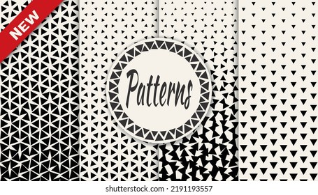 Set of geometric seamless patterns. Abstract geometric graphic design simple pattern. Seamless geometric halftone pattern.