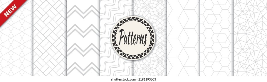 Set of geometric seamless patterns. Abstract geometric graphic design print pattern. Seamless geometric gray lines pattern.