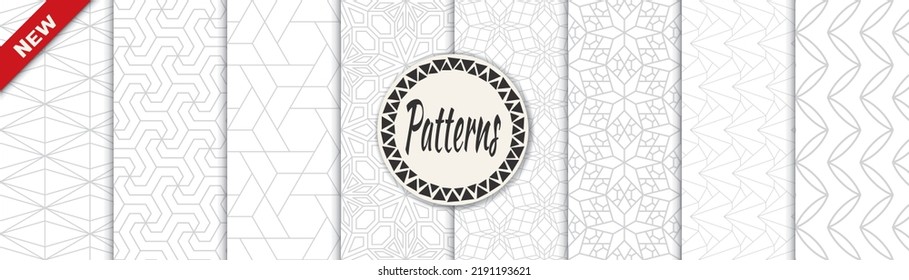 Set of geometric seamless patterns. Abstract geometric graphic design print pattern. Seamless geometric gray lines pattern.