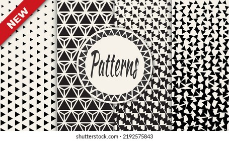 Set of geometric seamless patterns. Abstract geometric graphic design simple pattern. Seamless geometric halftone pattern.