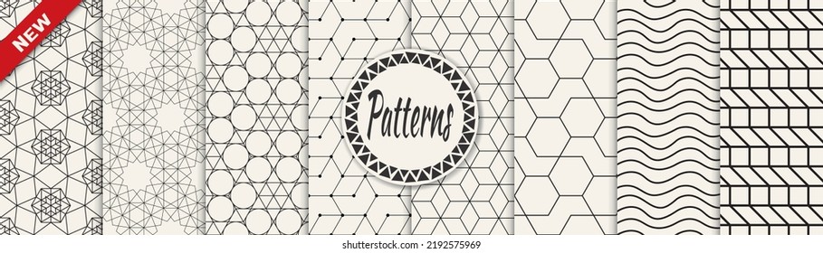 Set of geometric seamless patterns. Abstract geometric graphic design simple pattern. Seamless geometric lines pattern.