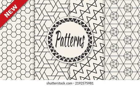 Set of geometric seamless patterns. Abstract geometric graphic design simple pattern. Seamless geometric lines pattern.