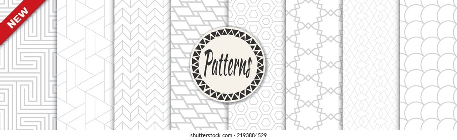 Set of geometric seamless patterns. Abstract geometric graphic design print pattern. Seamless geometric gray lines pattern.
