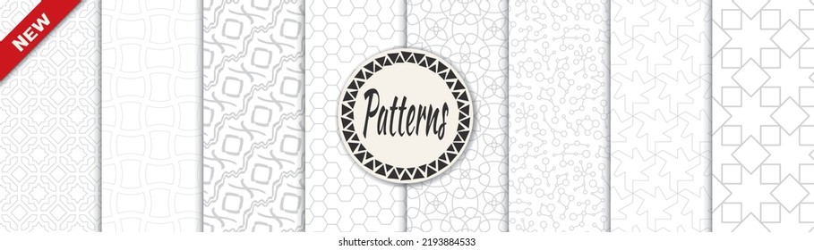 Set of geometric seamless patterns. Abstract geometric graphic design print pattern. Seamless geometric gray lines pattern.