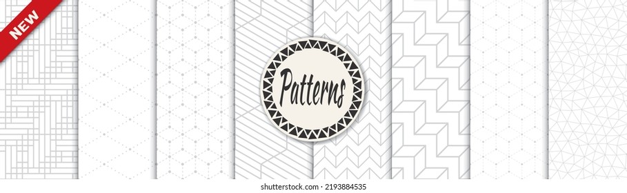 Set of geometric seamless patterns. Abstract geometric graphic design print pattern. Seamless geometric gray lines pattern.
