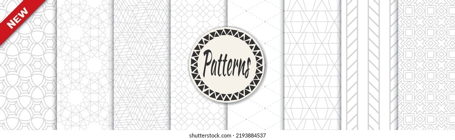 Set of geometric seamless patterns. Abstract geometric graphic design print pattern. Seamless geometric gray lines pattern.