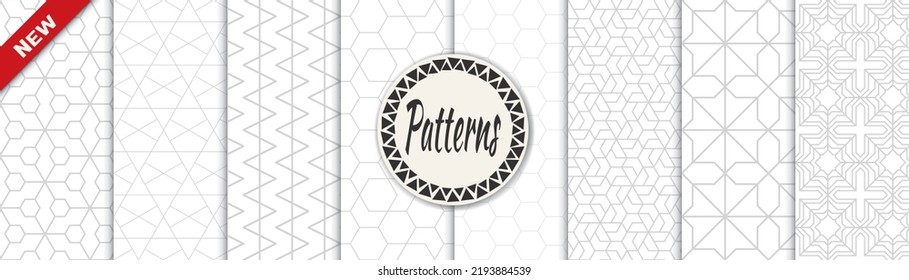 Set of geometric seamless patterns. Abstract geometric graphic design print pattern. Seamless geometric gray lines pattern.