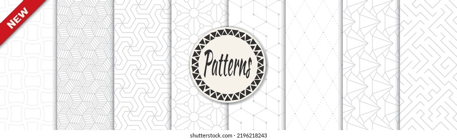 Set of geometric seamless patterns. Abstract geometric graphic design print pattern. Seamless geometric gray lines pattern.