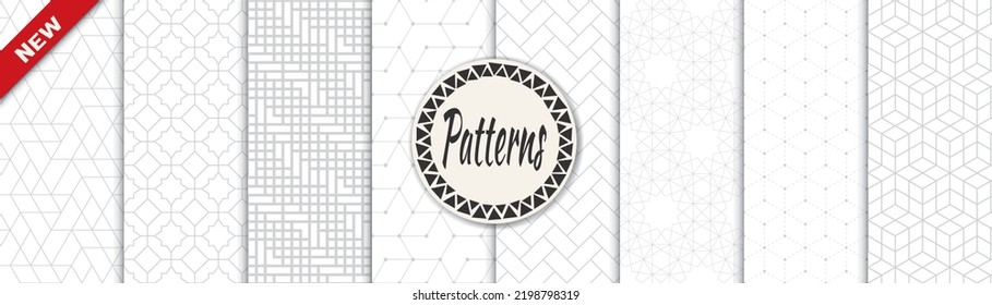 Set of geometric seamless patterns. Abstract geometric graphic design print pattern. Seamless geometric gray lines pattern.