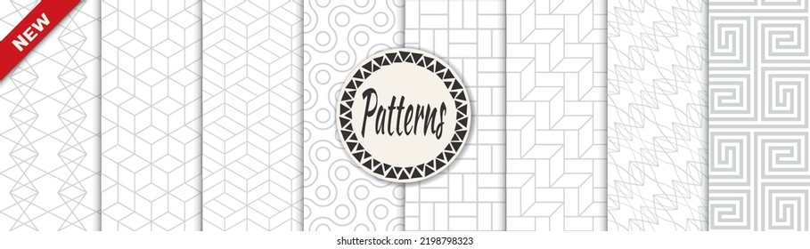 Set of geometric seamless patterns. Abstract geometric graphic design print pattern. Seamless geometric gray lines pattern.