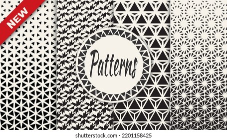 Set of geometric seamless patterns. Abstract geometric graphic design simple pattern. Seamless geometric halftone pattern.
