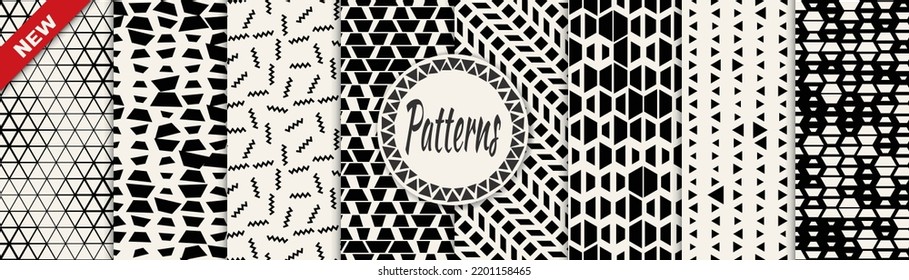 Set of geometric seamless patterns. Abstract geometric graphic design simple pattern. Seamless geometric halftone pattern.
