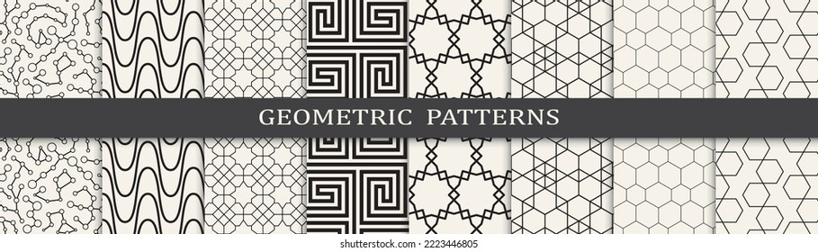 Set of geometric seamless patterns. Abstract geometric graphic design simple pattern. Seamless geometric lines pattern.