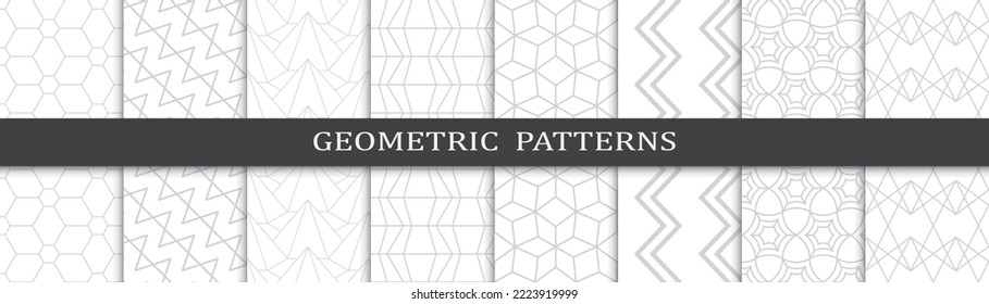Set of geometric seamless patterns. Abstract geometric graphic design print pattern. Seamless geometric gray lines pattern.