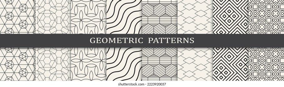 Set of geometric seamless patterns. Abstract geometric graphic design simple pattern. Seamless geometric lines pattern.