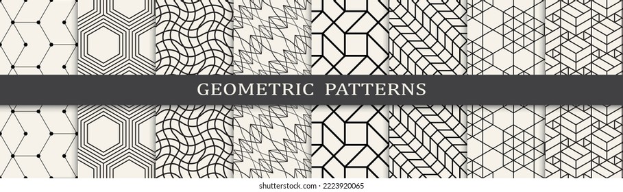 Set of geometric seamless patterns. Abstract geometric graphic design simple pattern. Seamless geometric lines pattern.