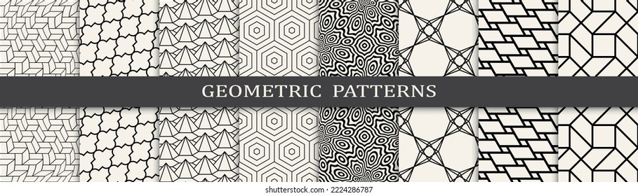 Set of geometric seamless patterns. Abstract geometric graphic design simple pattern. Seamless geometric lines pattern.