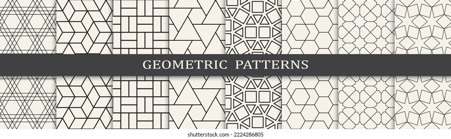 Set of geometric seamless patterns. Abstract geometric graphic design simple pattern. Seamless geometric lines pattern.