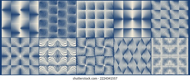 Set of Geometric seamless patterns. Abstract geometric vector graphic design print 3d elongated rhombus pattern. Seamless geometric rhomb pattern.
