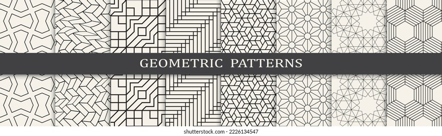Set of geometric seamless patterns. Abstract geometric graphic design simple pattern. Seamless geometric lines pattern.