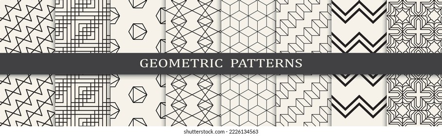 Set of geometric seamless patterns. Abstract geometric graphic design simple pattern. Seamless geometric lines pattern.