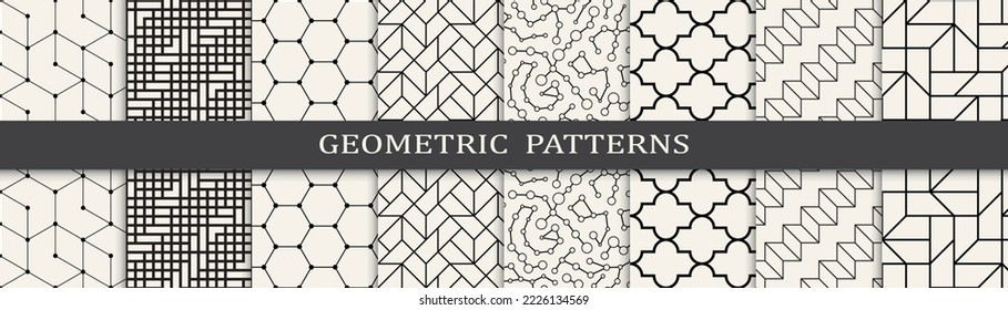 Set of geometric seamless patterns. Abstract geometric graphic design simple pattern. Seamless geometric lines pattern.